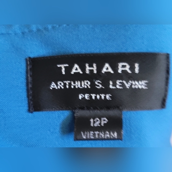 Tahari 12 Petite Blue Work Career Office Dress Midi Pockets - Picture 3 of 4